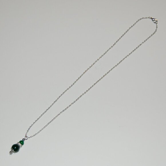 Jade Necklace,Green Jade Beads Pendant Necklace,Jade Charm Necklace - Picture 2 of 3